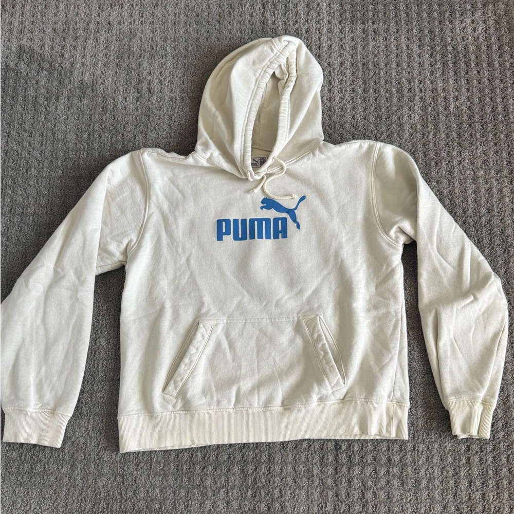 Puma Cream Hoodie with Blue Logo